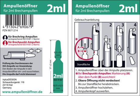 Ampullenöffner für 2 ml Ampullen. Gebrauchsanleitung. 